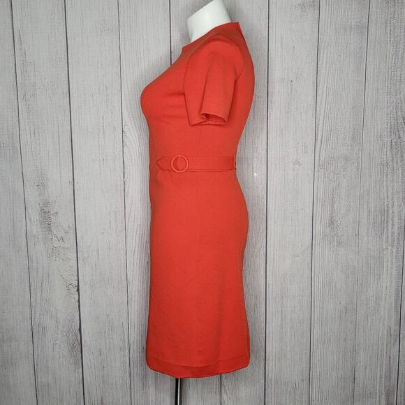 Vintage 70s California Sophoticates Orange Double Knit Polyester MCM Dress - Picture 3 of 6